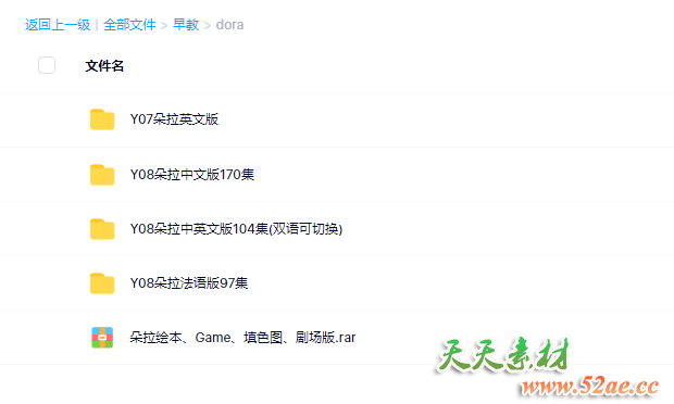爱冒险的朵拉动画片Dora1-8季英文版、中文版、法语版 三个版本 无字幕 640p视频